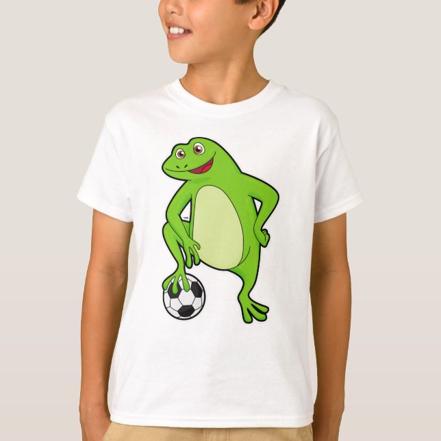 Frog som fotbollsspelare med fotboll t shirt (Framsida)