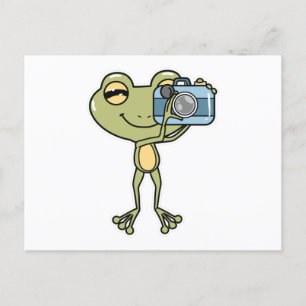Frog som fotograf med kamera vykort