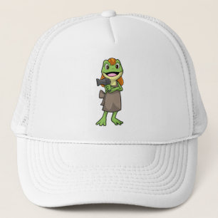 Frog som Hairdresser med Hairdryer Keps
