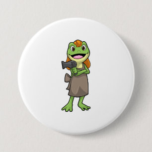 Frog som Hairdresser med Hairdryer Knapp