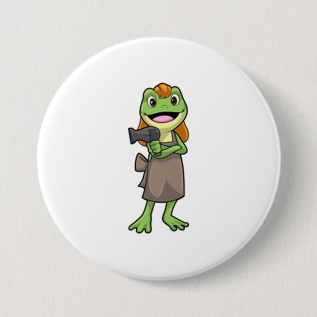 Frog som Hairdresser med Hairdryer Knapp (Framsida)