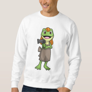 Frog som Hairdresser med Hairdryer Lång Ärmad Tröja