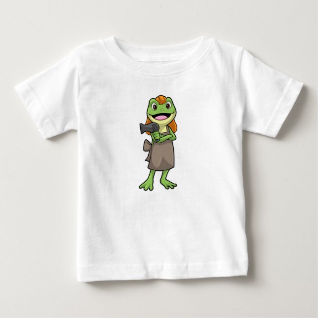 Frog som Hairdresser med Hairdryer T Shirt (Framsida)