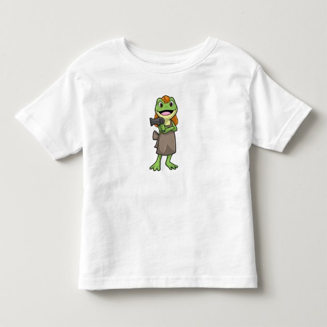 Frog som Hairdresser med Hairdryer T Shirt (Framsida)