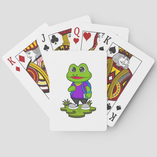 Frog som Hiker med ryggsäck Casinokort (Baksidan)