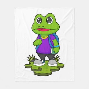 Frog som Hiker med ryggsäck Fleecefilt