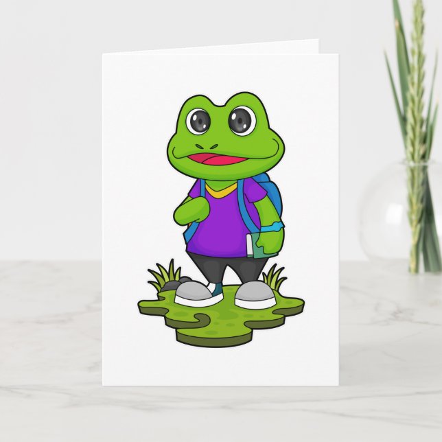 Frog som Hiker med ryggsäck Kort (Framsida)