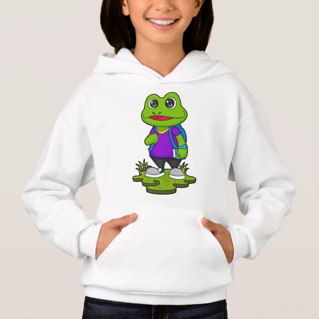 Frog som Hiker med ryggsäck T Shirt (Framsida)