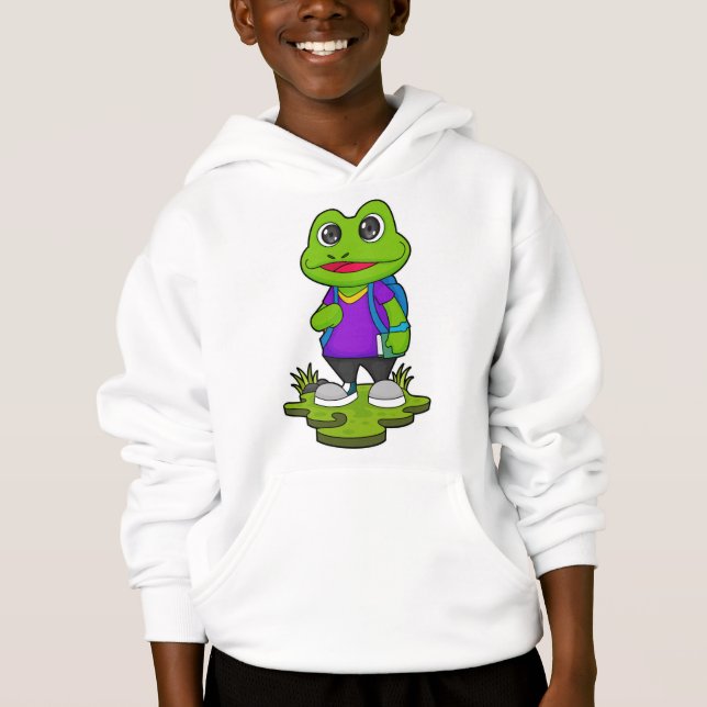 Frog som Hiker med ryggsäck T Shirt (Framsida)