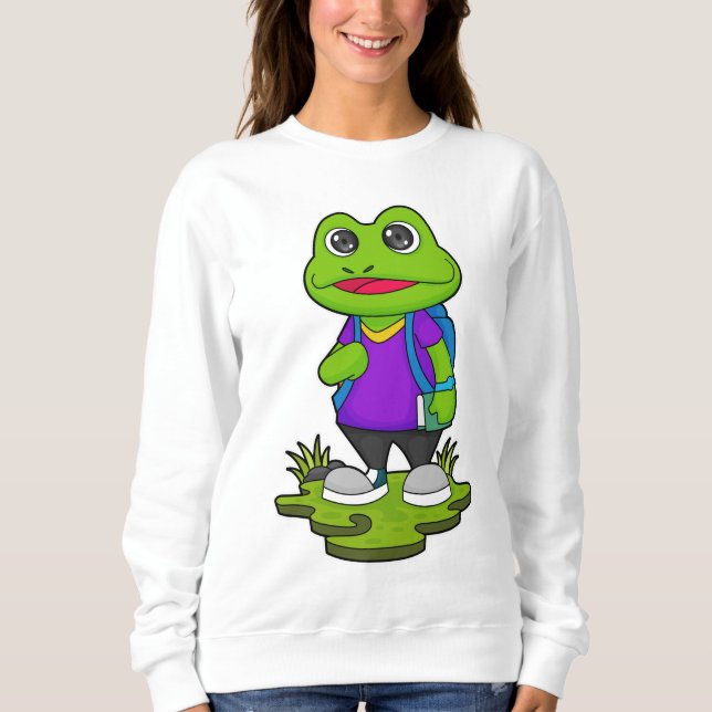 Frog som Hiker med ryggsäck T Shirt (Framsida)