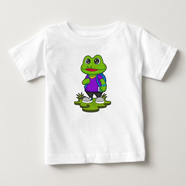 Frog som Hiker med ryggsäck T Shirt (Framsida)