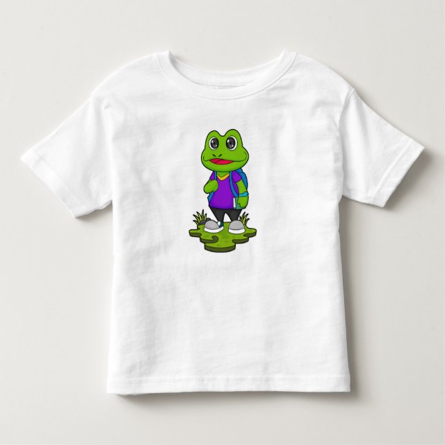 Frog som Hiker med ryggsäck T Shirt (Framsida)