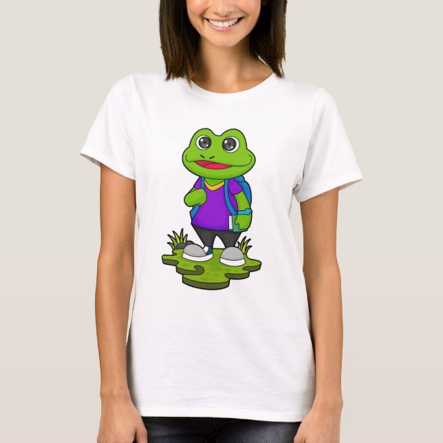 Frog som Hiker med ryggsäck T Shirt (Framsida)
