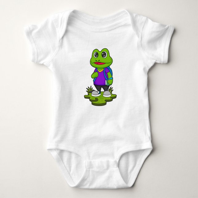 Frog som Hiker med ryggsäck T Shirt (Framsida)