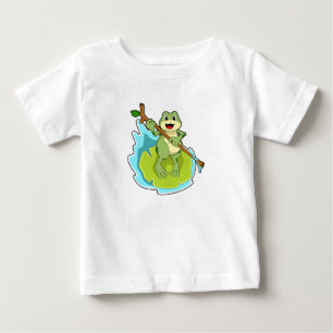 Frog som Hiker med Stick T Shirt