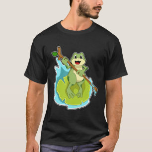 Frog som Hiker med Stick T Shirt