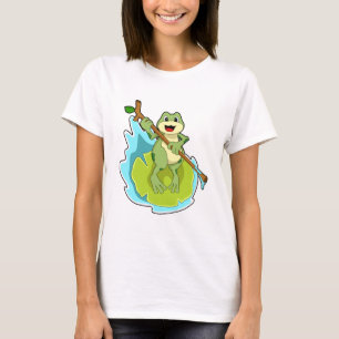 Frog som Hiker med Stick T Shirt