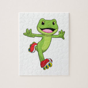 Frog som infogad skater med rullskridskor pussel