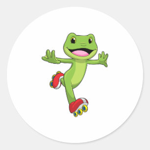 Frog som infogad skater med rullskridskor runt klistermärke