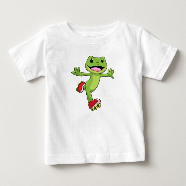 Frog som infogad skater med rullskridskor t shirt (Framsida)