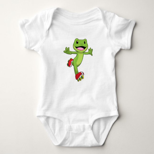 Frog som infogad skater med rullskridskor t shirt (Framsida)