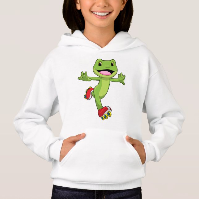 Frog som infogad skater med rullskridskor t shirt (Framsida)