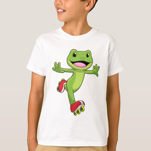 Frog som infogad skater med rullskridskor t shirt (Framsida)
