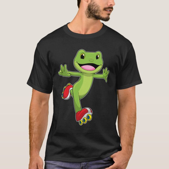 Frog som infogad skater med rullskridskor t shirt (Framsida)