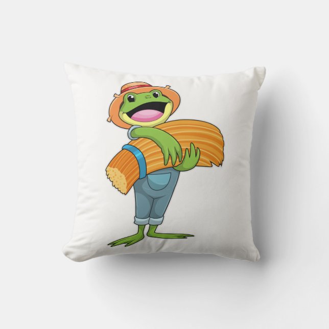 Frog som jordbrukare med straw kudde (Framsida)