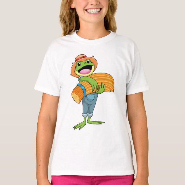 Frog som jordbrukare med straw t shirt (Framsida)