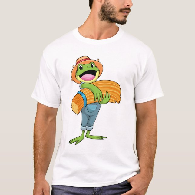 Frog som jordbrukare med straw t shirt (Framsida)