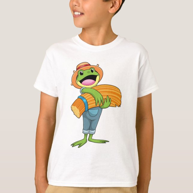 Frog som jordbrukare med straw t shirt (Framsida)
