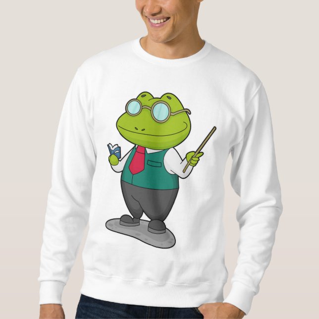 Frog som lärare med Bok Lång Ärmad Tröja (Framsida)
