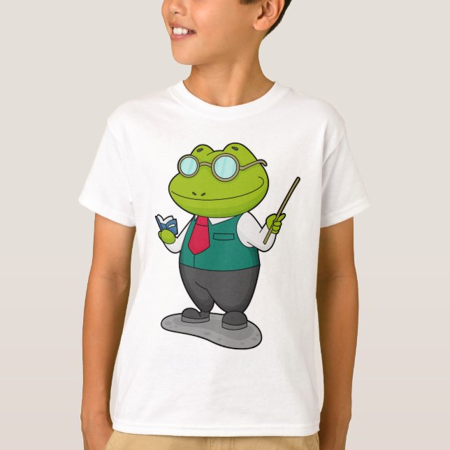 Frog som lärare med Bok T Shirt (Framsida)