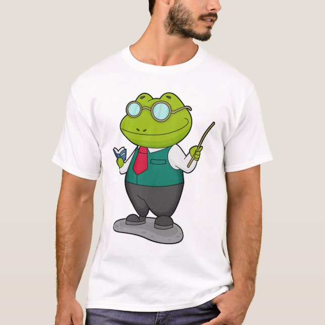 Frog som lärare med Bok T Shirt (Framsida)