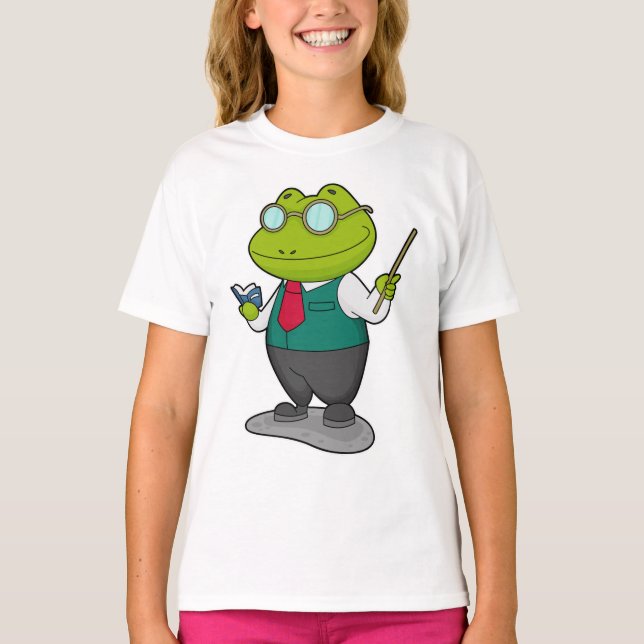 Frog som lärare med Bok T Shirt (Framsida)