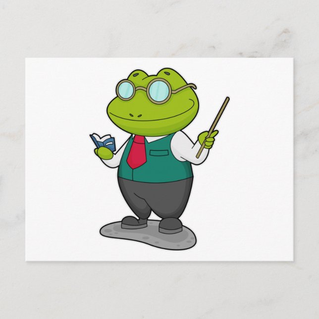 Frog som lärare med Bok Vykort (Framsida)