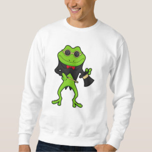 Frog som magiker med magiskt trollspö och Hat Lång Ärmad Tröja