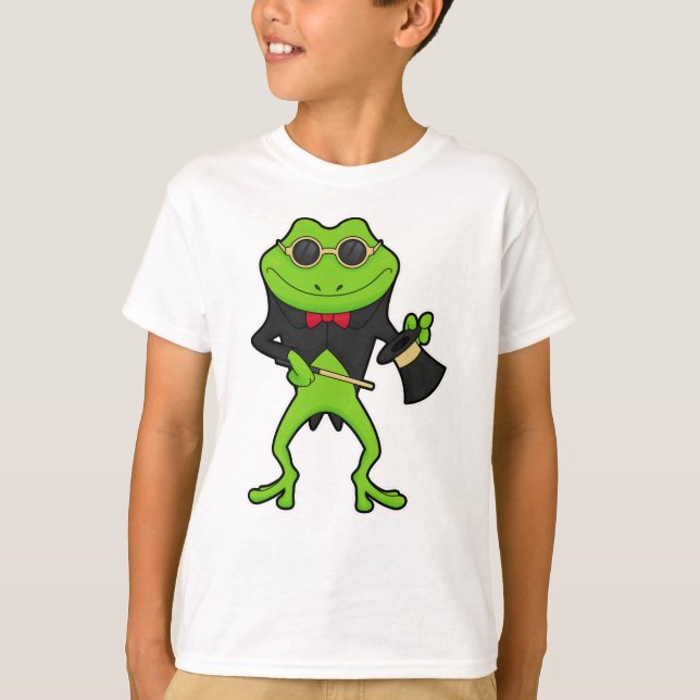 Frog som magiker med magiskt trollspö och Hat T Shirt (Framsida)