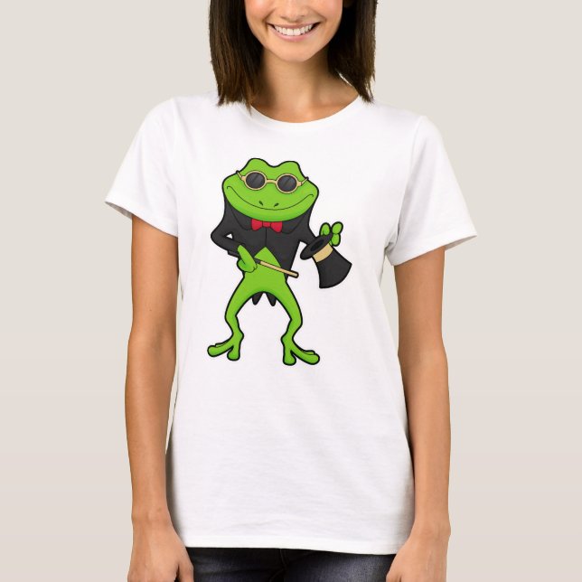 Frog som magiker med magiskt trollspö och Hat T Shirt (Framsida)