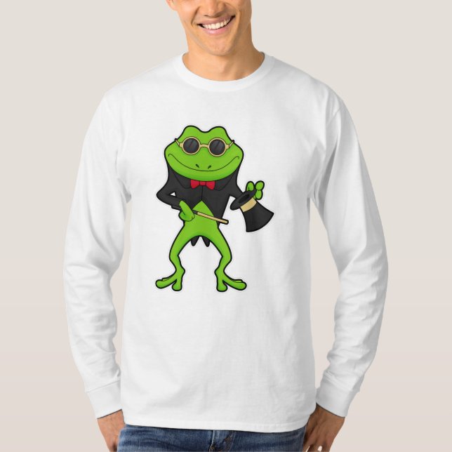 Frog som magiker med magiskt trollspö och Hat T Shirt (Framsida)