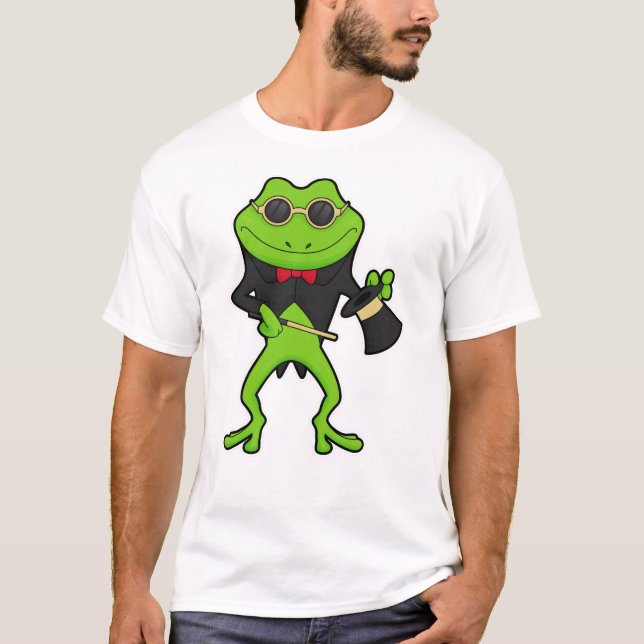 Frog som magiker med magiskt trollspö och Hat T Shirt (Framsida)