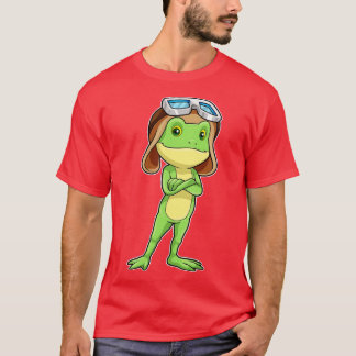 Frog som Pilot med Hat Glass T Shirt