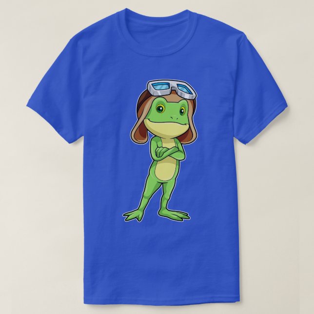 Frog som Pilot med Hat Glass T Shirt (Design framsida)