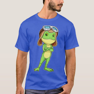 Frog som Pilot med Hat Glass T Shirt