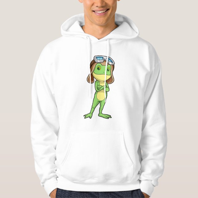 Frog som pilot med hatt och glas hoodie (Framsida)