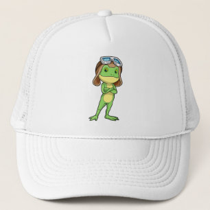 Frog som pilot med hatt och glas keps