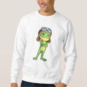 Frog som pilot med hatt och glas lång ärmad tröja