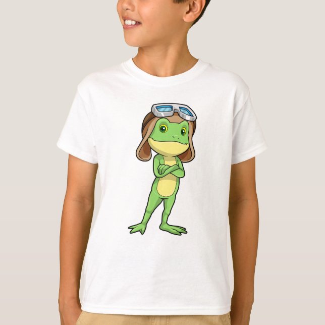 Frog som pilot med hatt och glas t shirt (Framsida)