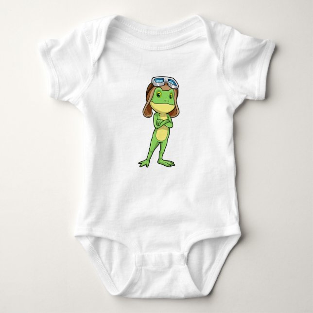 Frog som pilot med hatt och glas t shirt (Framsida)